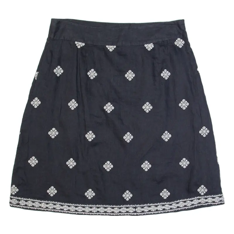 FAT FACE Womens Straight Skirt Grey Knee Length Linen Spotted UK 14
