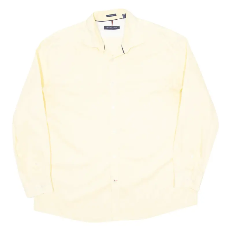 TOMMY HILFIGER Slim Fit Mens Plain Shirt Yellow Long Sleeve XL