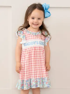 Pink Gingham Daddy's Girl Smocked Ruffle Dress