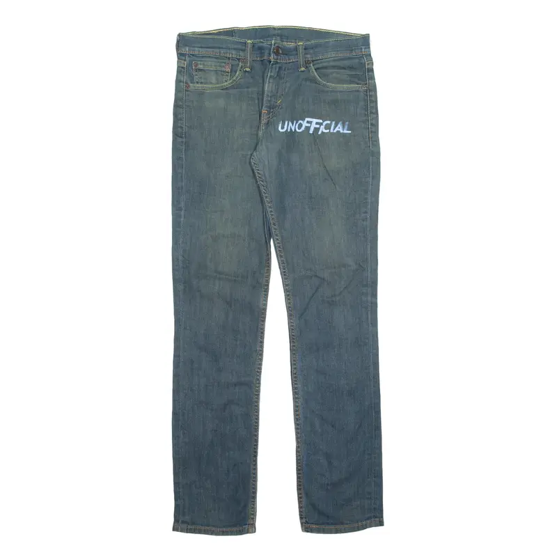 LEVI'S 511 Jeans Unofficial Customised Blue Denim Skinny Straight Mens W29 L32