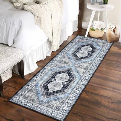 Garvee Washable Runner Rug 2x6 Stain Resistant Entryway Rug Non-Slip Backing Rugs for Bedroom Kitchen Low Pile Accent Rug Ind...