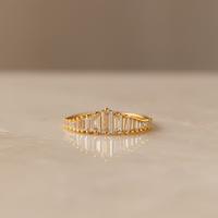 Art Deco Diamond Ring by Caitlyn Minimalist - Vintage Baguette Chandelier Ring - Dainty Gold Plated Engagement Ring - Wedding...