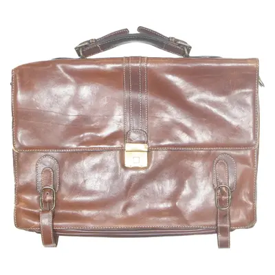 BALLY Mens Laptop Bag Brown Leather