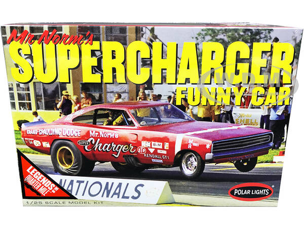 Skill 2 Model Kit 1969 Dodge Charger Funny Car Mr. Norms Supercharger Legends of the Quarter Mile 1/25 Scale Model by Polar L...