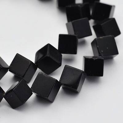 Cube Natural Black Onyx Beads Strands