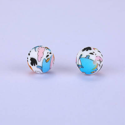 Printed Round Silicone Focal Beads