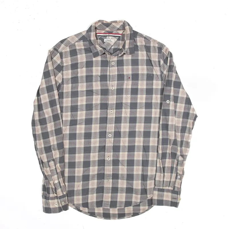 TOMMY HILFIGER Shirt Grey Check Long Sleeve Mens S