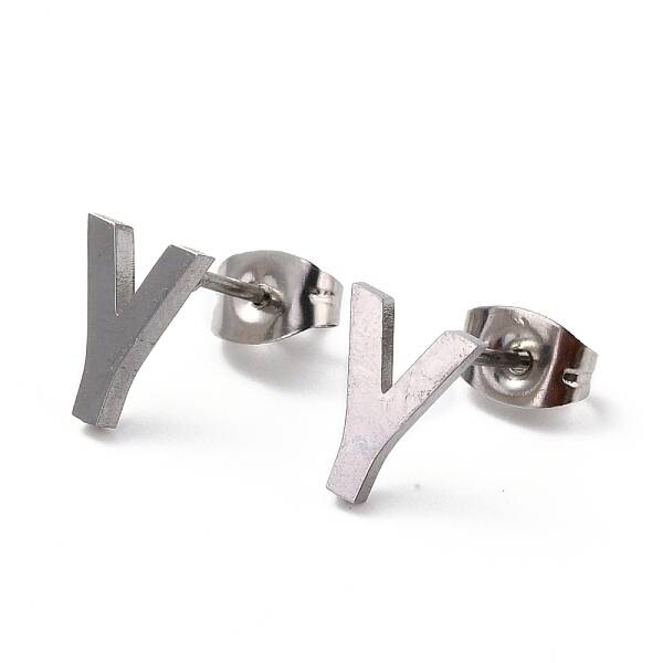 Tarnish Resistant 304 Stainless Steel Greek Alphabet Stud Earrings