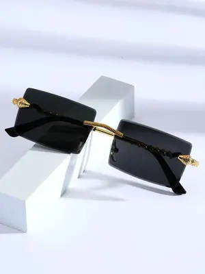 1 Pair Unisex Street Style Snake Design Square Sunglasses, Casual Trendy Sunglasses for Everyday Use, Fashion Sunglasses for ...