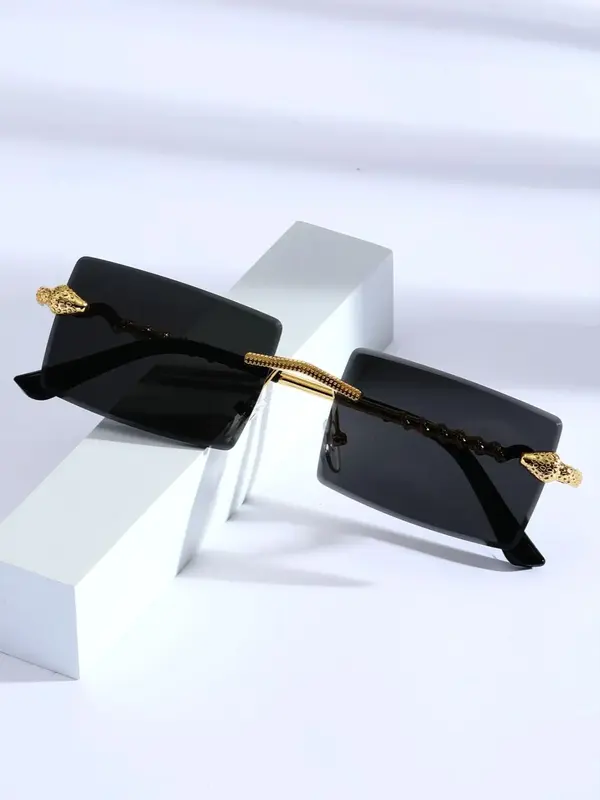 1 Pair Unisex Street Style Snake Design Square Sunglasses, Casual Trendy Sunglasses for Everyday Use, Fashion Sunglasses for ...