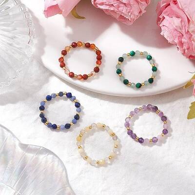 Natural Gemstone Beaded Stretch Rings