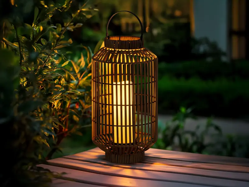 Style Selections 8.5-in x 15.9-in brown Rattan LED light Outdoor Decorative Lantern