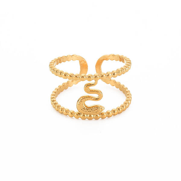 Ion Plating(IP) 304 Stainless Steel Snake Wide Open Cuff Ring for Women