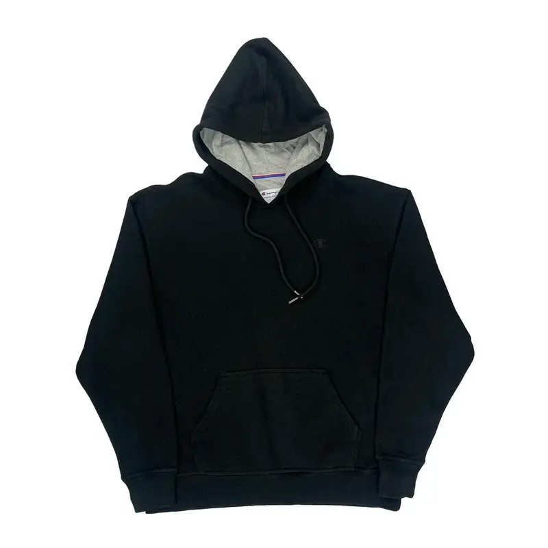 Champion Graphic Hoodie - Large Black Cotton Blend