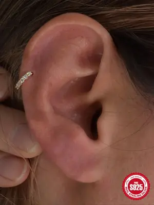 S925 Sterling Silver Women's Elegant Cartilage Earrings, 1 Count Minimalist Hoop Earrings for Party, Daily Decor for Girls, T...