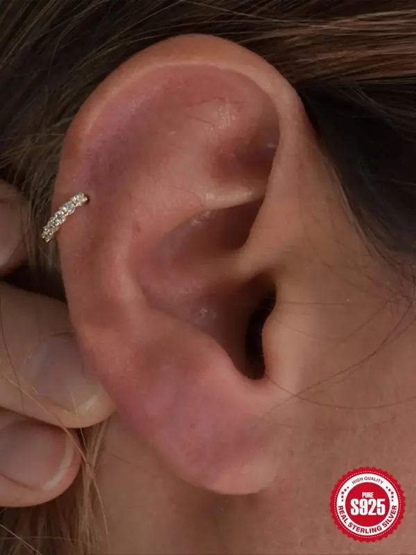 S925 Sterling Silver Women's Elegant Cartilage Earrings, 1 Count Minimalist Hoop Earrings for Party, Daily Decor for Girls, T...