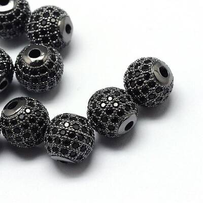 Rack Plating Brass Cubic Zirconia Beads