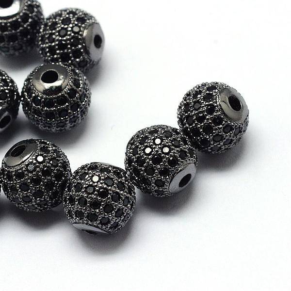 Rack Plating Brass Cubic Zirconia Beads