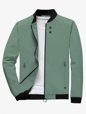 Men's Plain Longsleeves Zip Front Mock Neck Heated Jacket, Loose Classic Casual Winter Jacket, Men's Outerwear for Sprin...