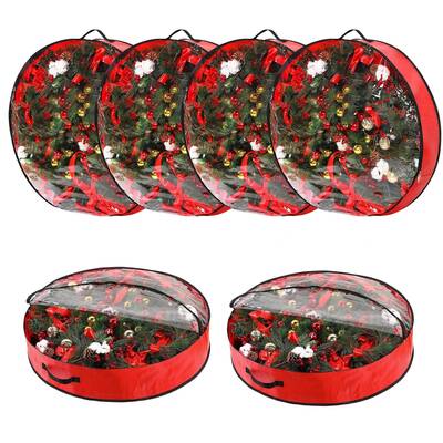 Garvee 6 Pack Christmas Wreath Storage Bags, Waterproof Clear PVC/PE Wreath Storage Containers with Sturdy Handles & Zippers,...