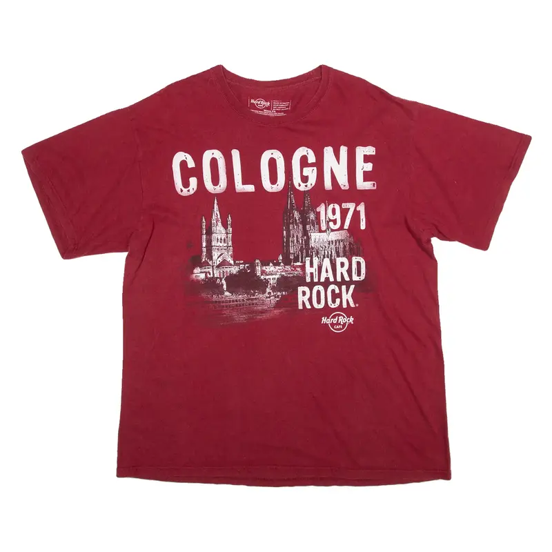 HARD ROCK CAFE Cologne Mens T-Shirt Red 90s XL