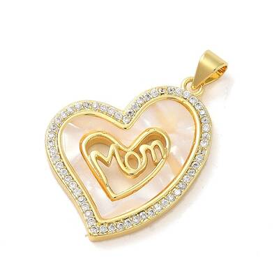 Mother's Day Brass Micro Pave Clear Cubic Zirconia Pendants