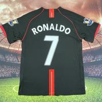 2007 2008 Away Retro Black No. 7 Ronaldo Short Sleeved Soccer Jersey