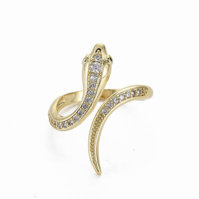 Brass Micro Pave Clear Cubic Zirconia Cuff Rings