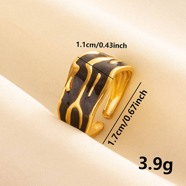 Vintage 304 Stainless Steel Enamel Cuff Ring