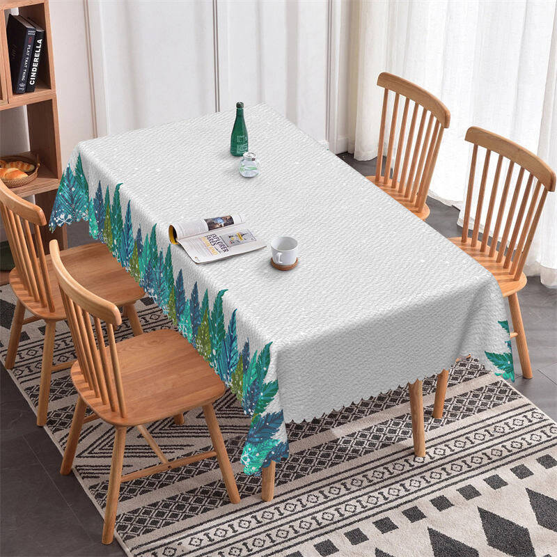 Green Pine Trees Christmas Party Pattern Tablecloth - Aperturee