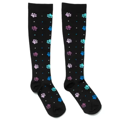 Paw Print Compression Socks - Confetti Paws - L/XL