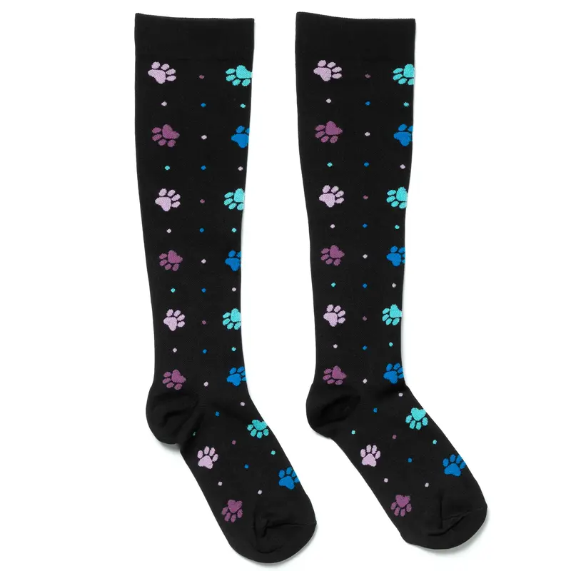 Paw Print Compression Socks - Confetti Paws - L/XL
