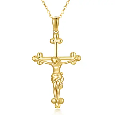 14K Gold Cross Pendant Necklace
