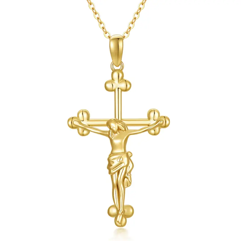 14K Gold Cross Pendant Necklace