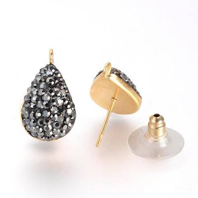 Polymer Clay Rhinestone Stud Earring Findings