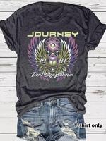 Women's Journey Don't Stop Believin' Print Round Neck Graphic Tee, Vintage Trendy Casual Short Sleeve T-shirt for Daily Wear,...
