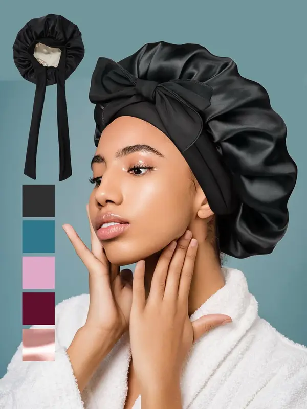 Women's Elegant Solid Color Sleeping Bonnet, Soft Comfy Elastic Hair Bonnet, Versatile Wide Band Hair Bonnet for Daily Sleepi...