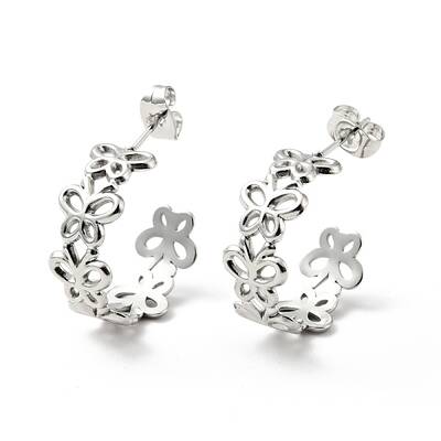 Non-Tarnish 304 Stainless Steel Butterfly Wrap Stud Earrings