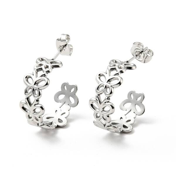 Non-Tarnish 304 Stainless Steel Butterfly Wrap Stud Earrings