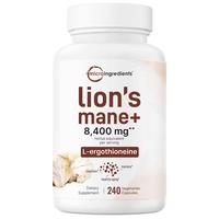 Micro Ingredients Lions Mane with L-Ergothioneine | 240 Vegan Capsules, 8,400 mg Herbal Equivalent,  Ultra Strength Lions Man...