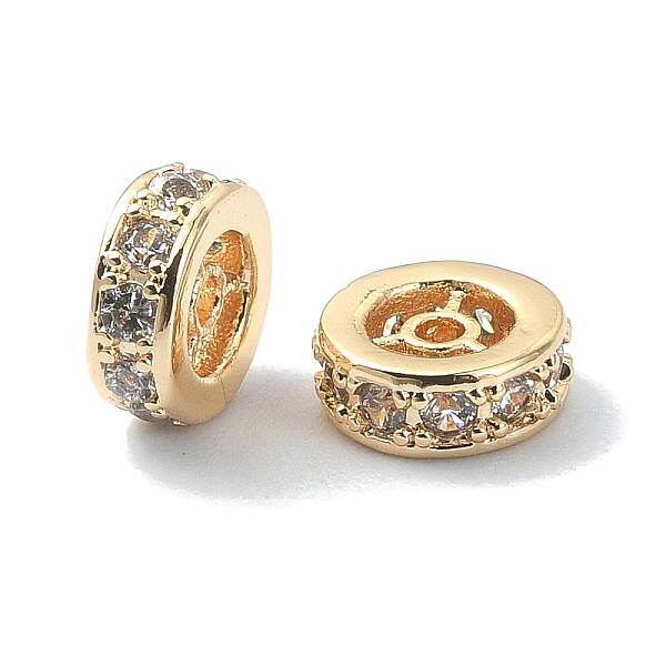 Brass Micro Pave Cubic Zirconia Beads