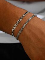 Summer Men's Simple Plain Chunky Chain Link Bracelet, Fashion Cuban Chain Bangles Bracelets Kit, Elegant Jewelry Bracelet, Ca...