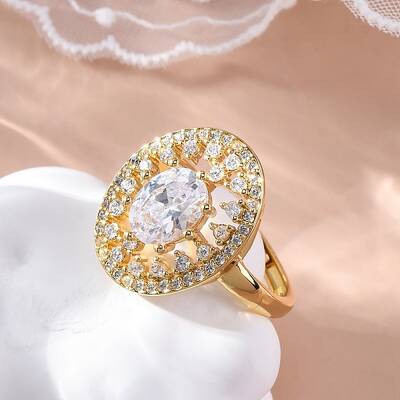 Brass Micro Pave Clear Cubic Zirconia Adjustable Rings for Women