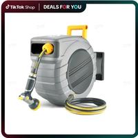 GLAHODEN Retractable Hose Reel, dealsforyoudays，Widest 5/8 in x 100 FT Garden Water Hose Reel with 9-Pattern Nozzle, 180° ...