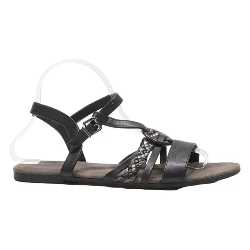 ESPIRIT Strappy Sandals Black Leather Womens UK 6