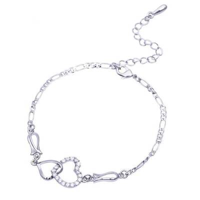 Brass Cubic Zirconia Link Chain Bracelets