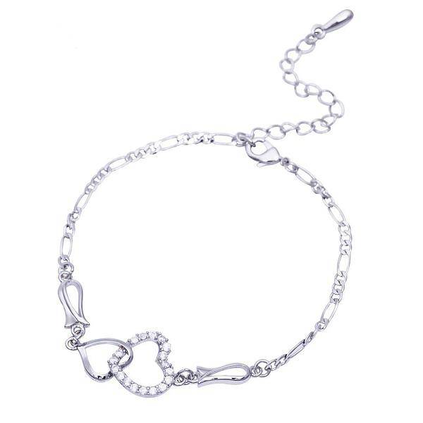 Brass Cubic Zirconia Link Chain Bracelets