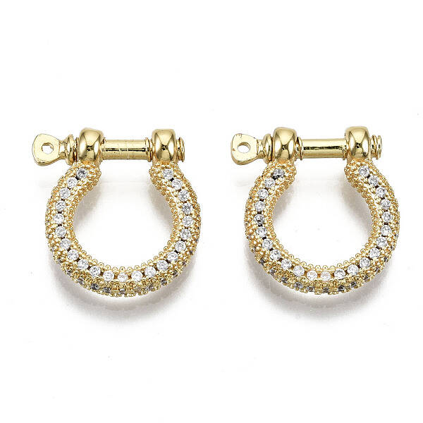 Brass Micro Pave Clear Cubic Zirconia D-Ring Anchor Shackle Clasps