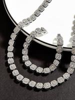 Unisex Punk Style Rhinestone Decorated Jewelry Set, 2024 New Style Cuba Chunky Link Chain Necklace & Matching Bracelet Kit, S...