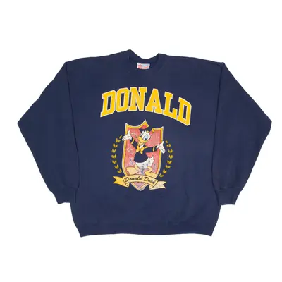 HANES Donald Duck Sweatshirt Blue 80s Mens XL